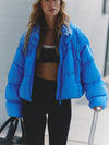 Free People In A Bubble Puffer Jacket in Riviera Blue