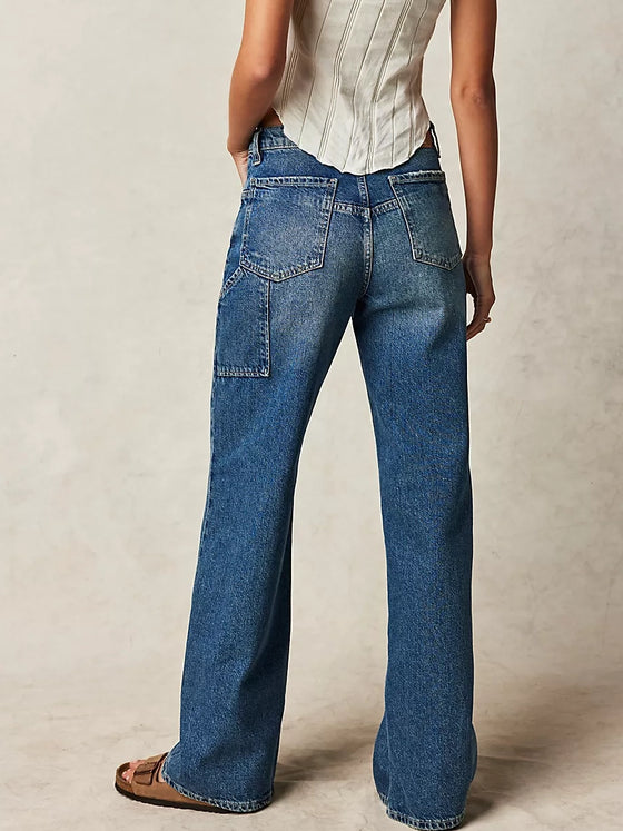 Free People We The Free Tinsley Baggy High-Rise Jeans in Hazey Blue