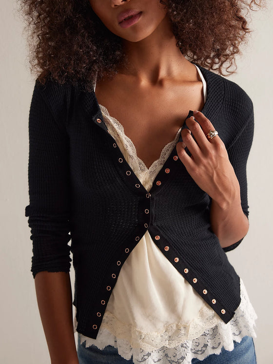 Free People Going Places Cardi in Black