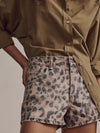Free People We The Free Now Or Never Printed Denim Shorts Brown Sugar Combo