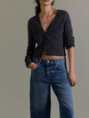 Free People School Girl Cardi in Charcoal Heather