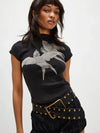 Free People Birds in Flight Tee in Black