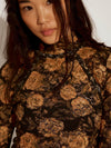 Free People's Lyric Long Sleeve in Black Combo lace rose