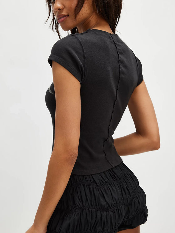 Free People Birds in Flight Tee in Black