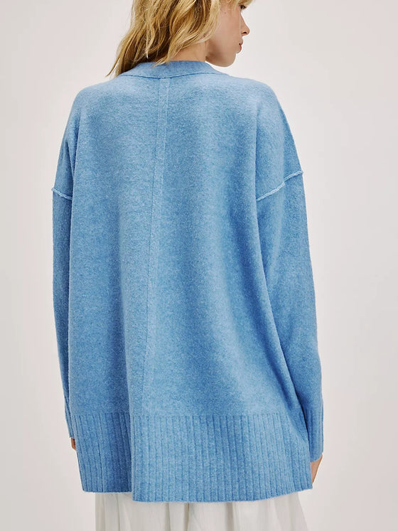 Free People Phoebe Pullover in Waterfall Heather blue