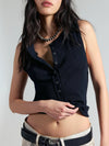 Free People Jamie Henley Tank in Pitch Black