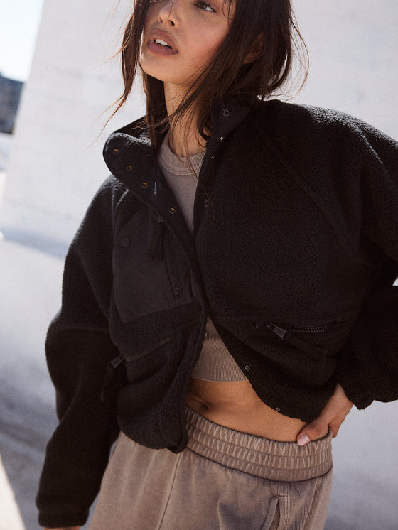 Free People Hit the slopes jacket in black