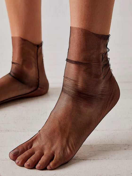 Free People The Moment Sheer Socks in Black