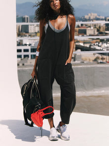  Free People Hot Shot Onesie in Washed Black