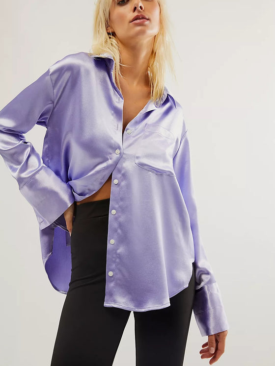 Free People Shooting For The Moon Button Down in Heavenly Lavender