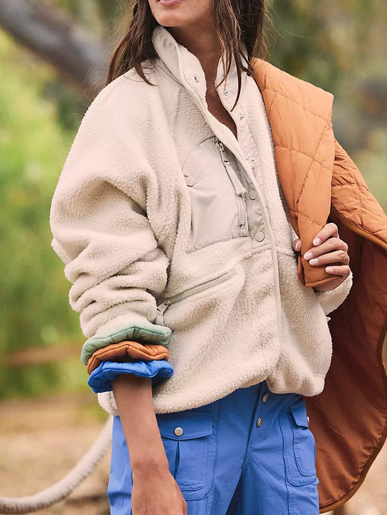 Free People Hit the Slopes Jacket in Muted Beige