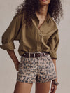 Free People We The Free Now Or Never Printed Denim Shorts Brown Sugar Combo