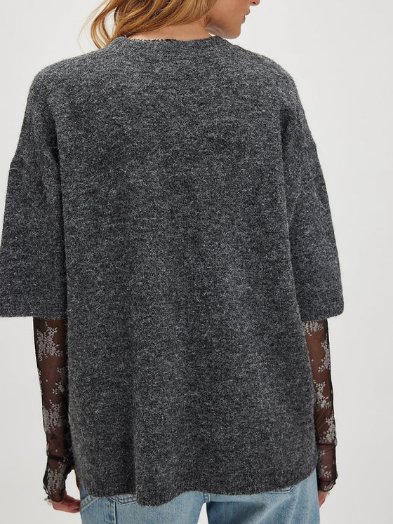 Free People Margot Sweater Tee in Charcoal Heather