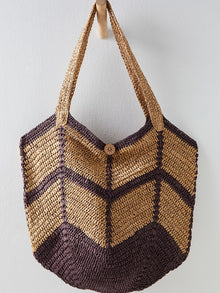  Free People Mykonos Straw Tote in Espresso Combo