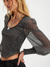 Free People Dottie Knit Top in Black Combo