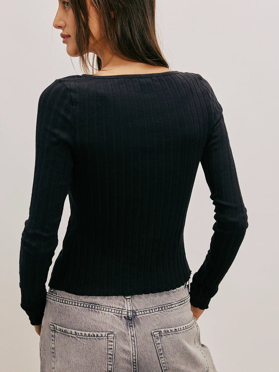 Free People Tilly Long-Sleeve Cardi in Black