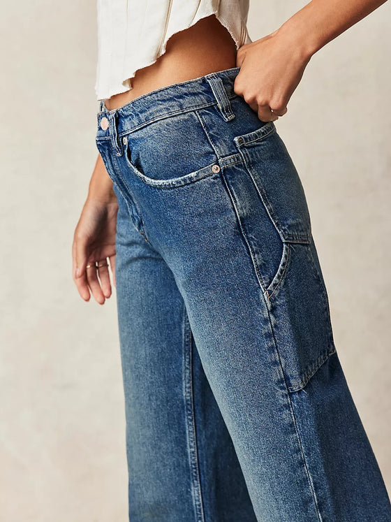 Free People We The Free Tinsley Baggy High-Rise Jeans in Hazey Blue