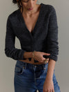Free People School Girl Cardi in Charcoal Heather