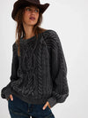 Free People Frankie Cable Sweater in black