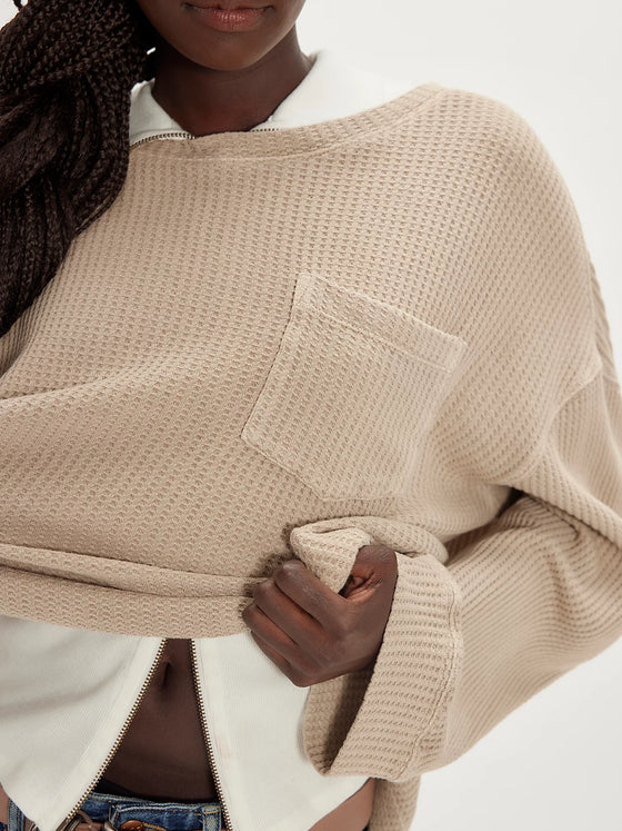 Free People We the Free Dawson Pocket Thermal in Smooth Stone tan