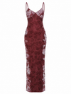 EmberLoom Printed Spaghetti Strap Dress in Claret