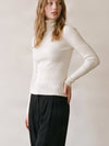 Et Clet Turtle Neck Rib Knitted Top in Ivory