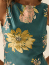 Promesa USA Floral Print Satin Bias-Cut Cowl Maxi Dress