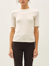 Be Cool Modal Ribbed Crew Neck Short Sleeve Top in Oatmeal