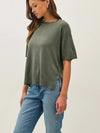 Be Cool Wool Blend Short Sleeve Sweater Top in Spruce