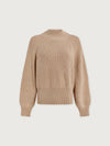 Varley Martina High Neck Rib Knit in cement tan
