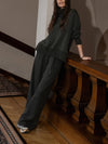 The Extra Wide Leg Pant 32" in Olive Marl