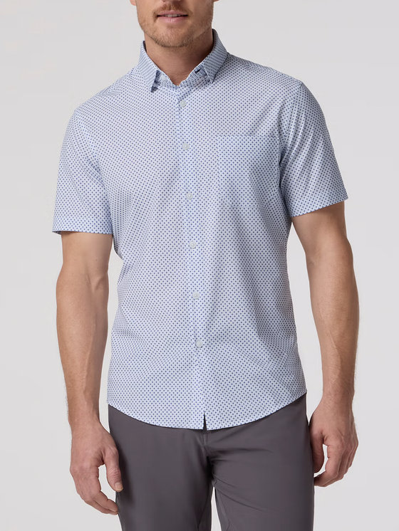 Mizzen+Main Leeward Short Sleeve Dress Shirt in Lilac Stacked Hatch