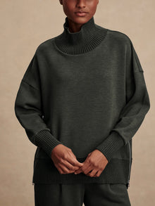  Barker High-Neck Sweat in Olive Marl