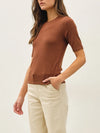 Be Cool Modal Ribbed Crew Neck Short Sleeve Top in Rust