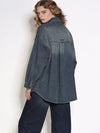 Beulah Style Oversized Faded Denim Shirt Jacket with Back Pleat Detail