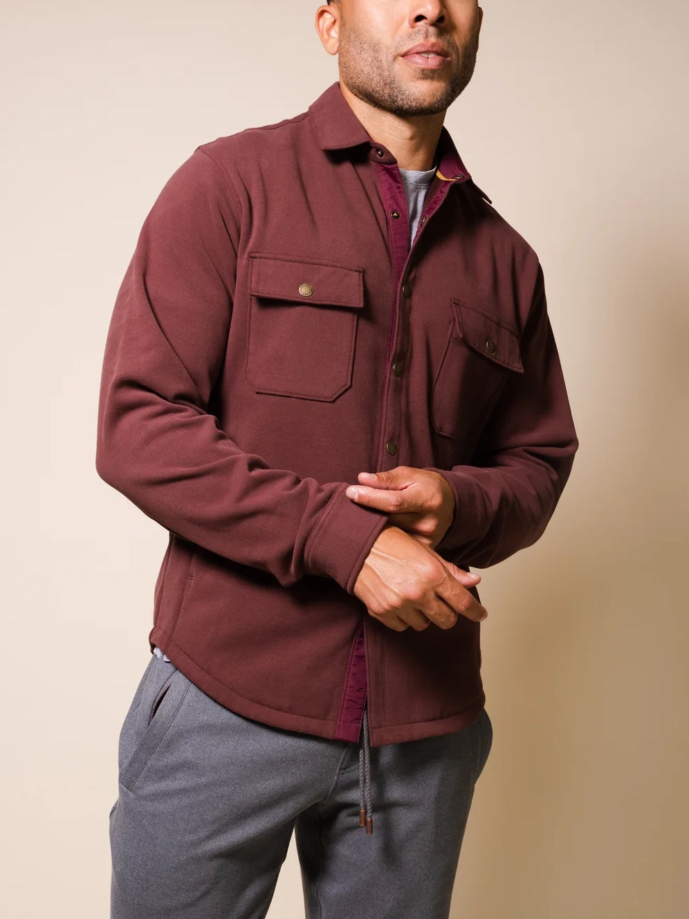  Fundamental Coast Laguna Shirt Jacket in merlot