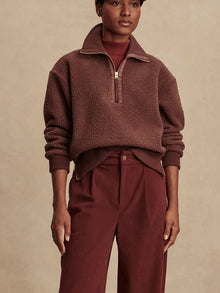  Varley Roselle Half Zip Fleece Pullover in Deep Mahogany