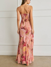 Bold Floral Chiffon Frilly Hem Maxi Dress in Romantic Floral