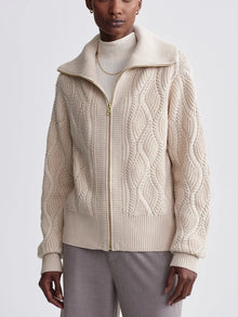  Varley Lando Full Zip Knit in Birch