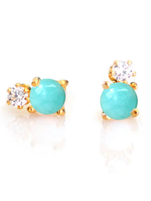  La Kaiser Turquoise and Diamond Doublet Studs