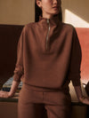 Varley Hawley Half Zip Sweat in Golden Bronze Marl