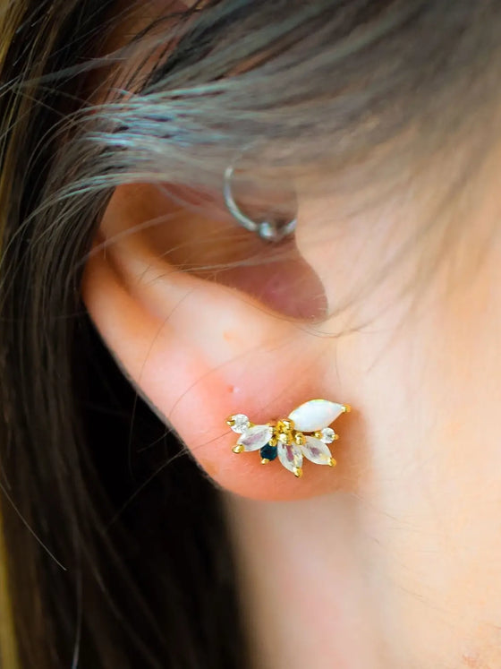 La Kaiser Opal & Diamond Butterfly Studs