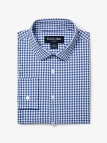  Leeward Long Sleeve Dress Shirt in Denim Blue Alamo Gingham