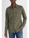 Faherty Brand Legend Sweater Shirt in olive melange twill