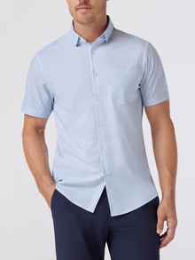  Mizzen + Main Leeward Short Sleeve Shirt in White Triangle Dash
