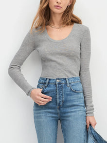  Favorite Daughter Take It Easy Long Sleeve Top in Heather Grey
