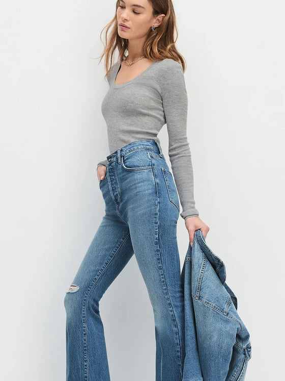 Favorite Daughter Take It Easy Long Sleeve Top in Heather Grey