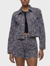 Hudson Jeans Liza Trucker Jacket in Indigo Leopard