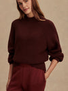 Varley Martina High Neck Rib Knit in Dark Chocolate