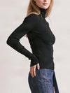 Et Clet Turtle Neck Rib Knitted Top in Black